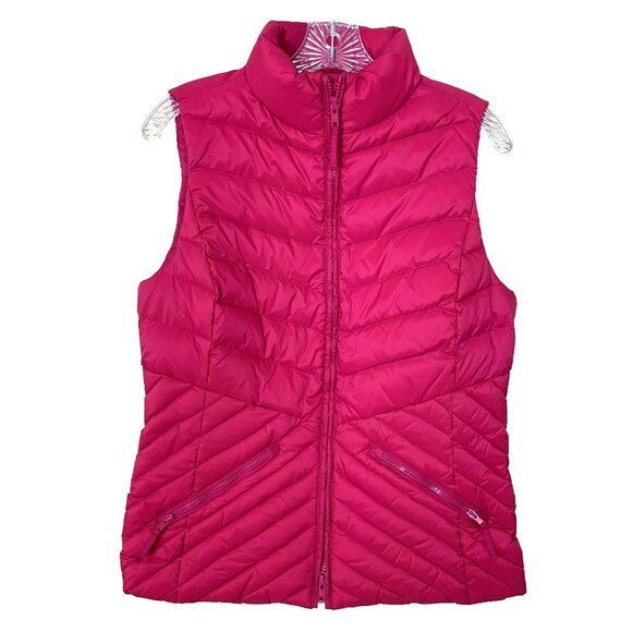 Talbots Womans S Vest Quilted Puffer Down Filled Pink Zip Front Pockets Classic - Picture 1 of 12
